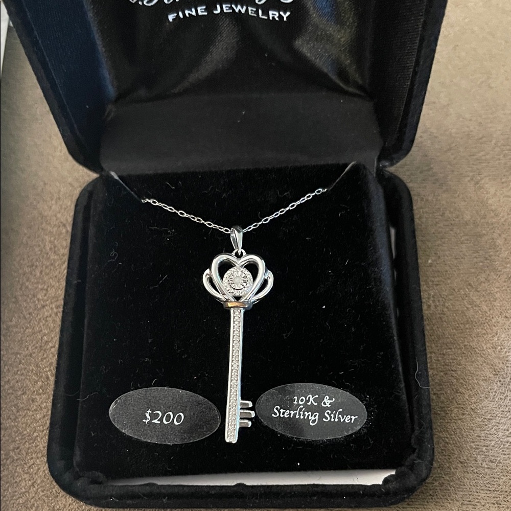 Elegant Sterling Silver and 10K Gold Key Necklace